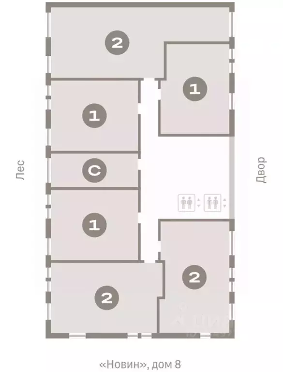 2-к кв. Ханты-Мансийский АО, Сургут 35-й мкр, Квартал Новин жилой ... - Фото 2