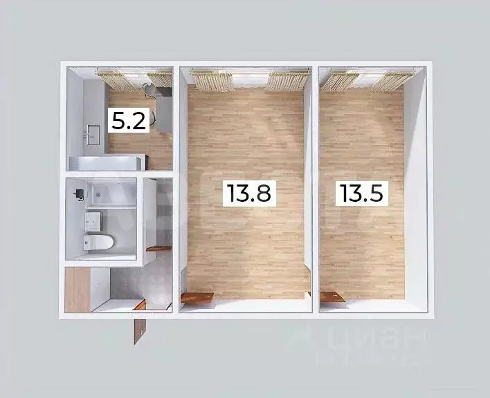 2-к кв. Омская область, Омск просп. Космический, 105 (40.0 м) - Фото 2