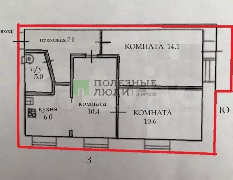 3-к. квартира, 52 м, 5/5 эт. - Фото 0