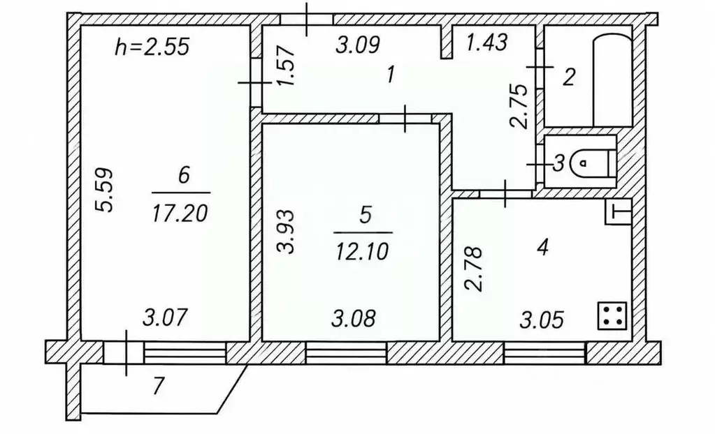 2-к кв. Чувашия, Чебоксары Ярмарочная ул., 11к1 (50.1 м) - Фото 2