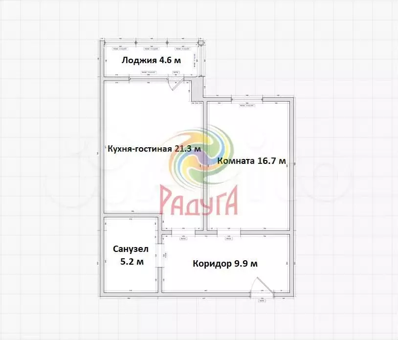 2-к. квартира, 57,7 м, 4/4 эт. - Фото 0