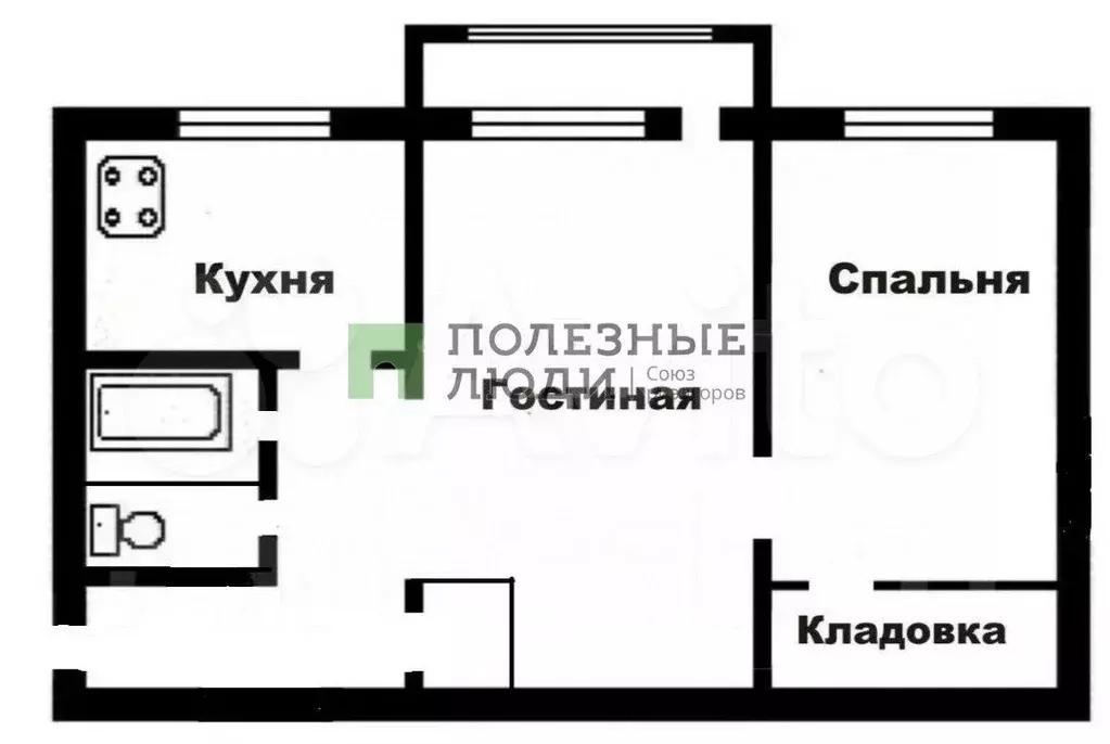 2-к. квартира, 45,4 м, 3/5 эт. - Фото 0