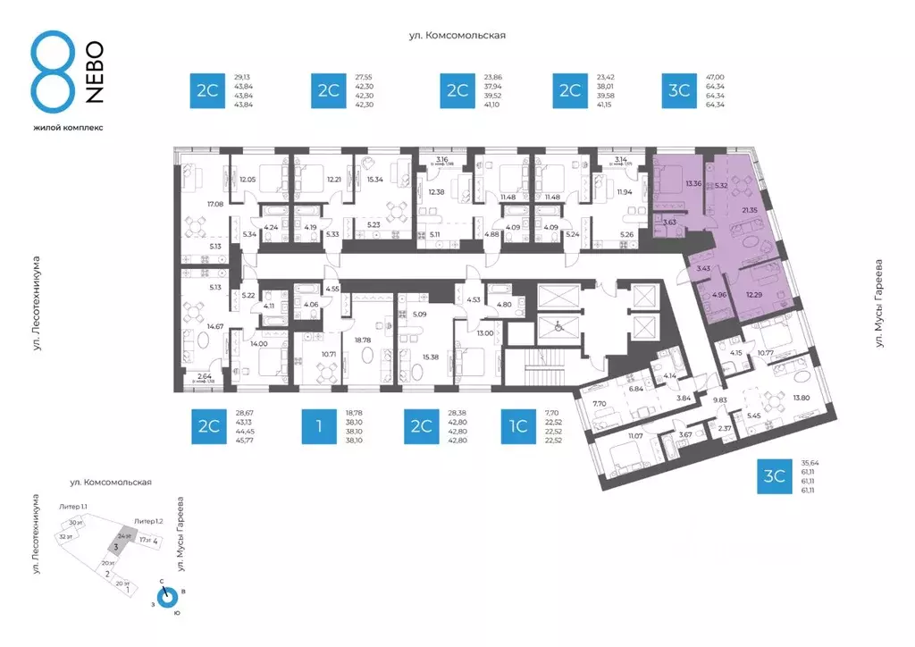3-к кв. Башкортостан, Уфа Глумилино-1 мкр, 8-е Небо жилой комплекс ... - Фото 2