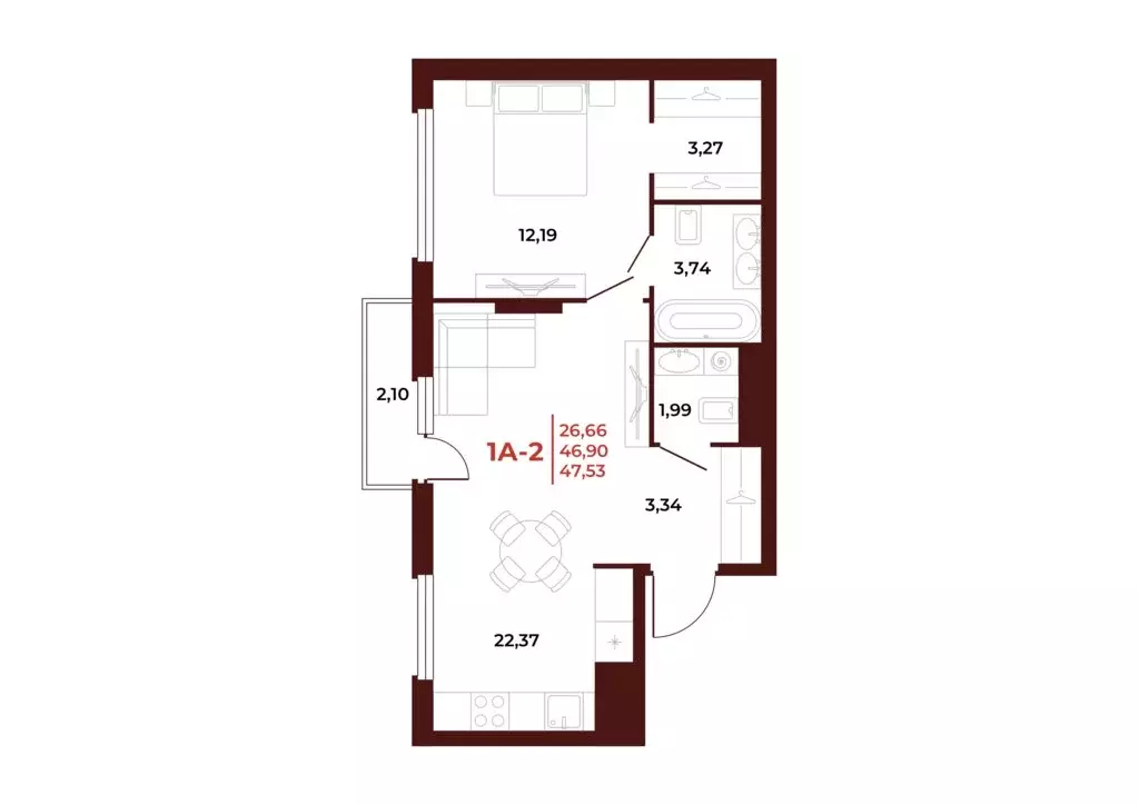 1-комнатная квартира: Пенза, Тернопольская улица, 20 (47.53 м) - Фото 1