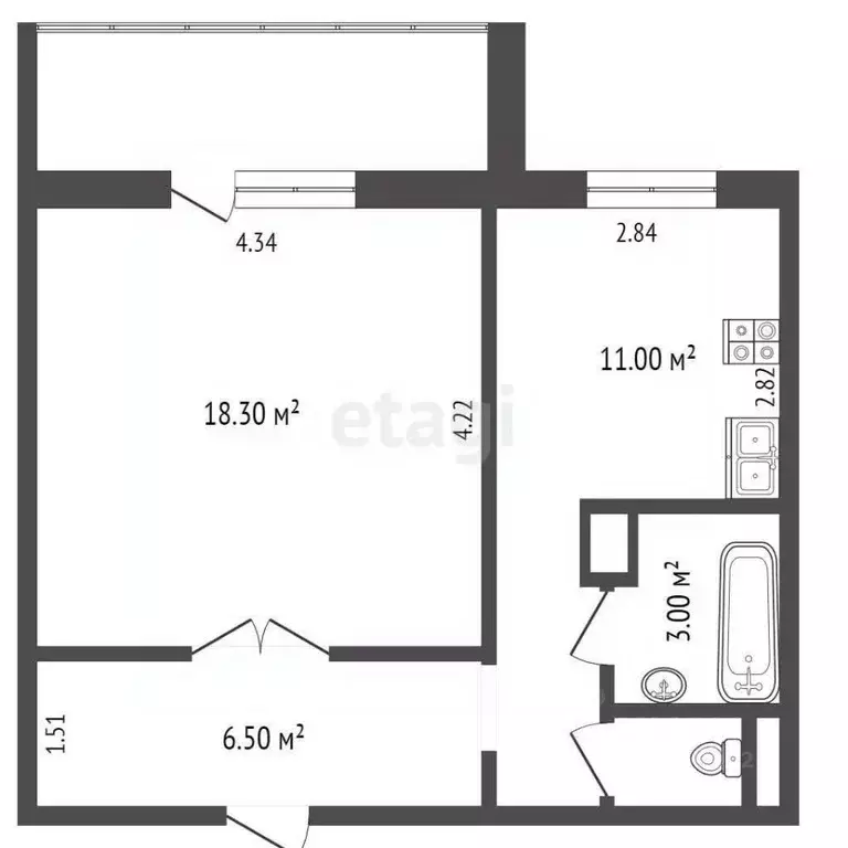 1-к кв. Челябинская область, Челябинск ул. Дмитрия Неаполитанова, 10 ... - Фото 2