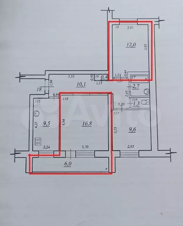 Комната 42 м в 3-к., 6/9 эт. - Фото 0