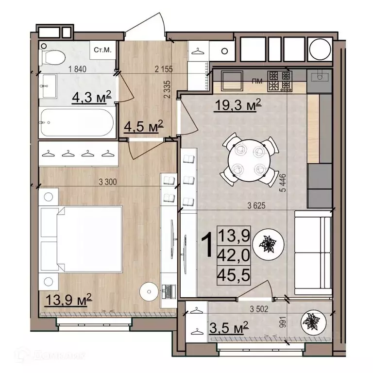 1-к кв. Рязанская область, Рязань Еврокласс жилой комплекс (45.5 м) - Фото 2