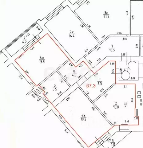 2-к кв. Калининградская область, Калининград ул. Аксакова, 137 (75.5 ... - Фото 2