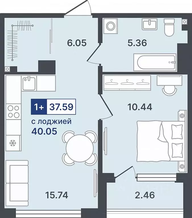 1-к кв. Тюменская область, Тюмень ул. Алексея Сергиенко, 1 (37.59 м) - Фото 1