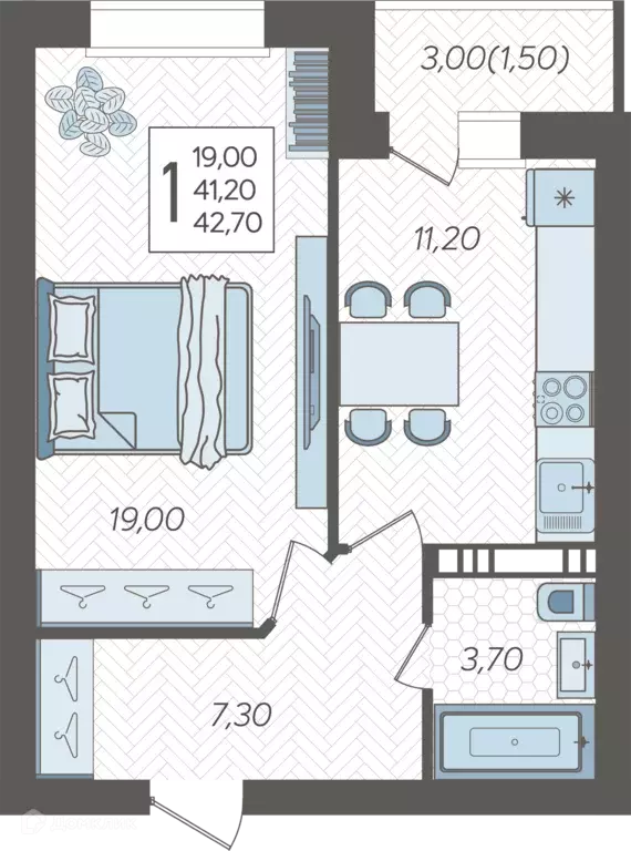 Продаётся 1-к квартира, 42.7 м - Фото 0