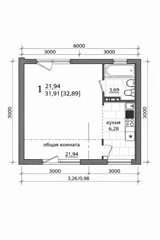 Квартира-студия: посёлок Западный, микрорайон Просторы, Просторная ... - Фото 1