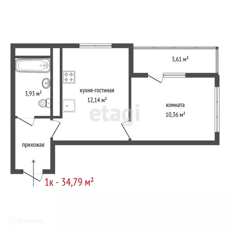 Продаётся 1-к квартира, 34.79 м - Фото 0