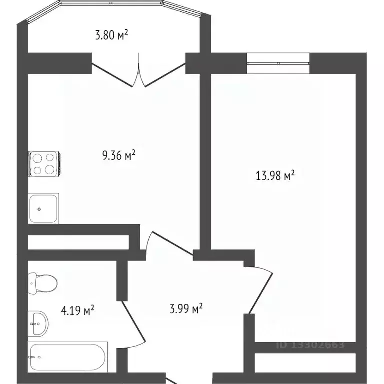 1-к кв. Ханты-Мансийский АО, Сургут Югорская ул., 5/4 (34.1 м) - Фото 0