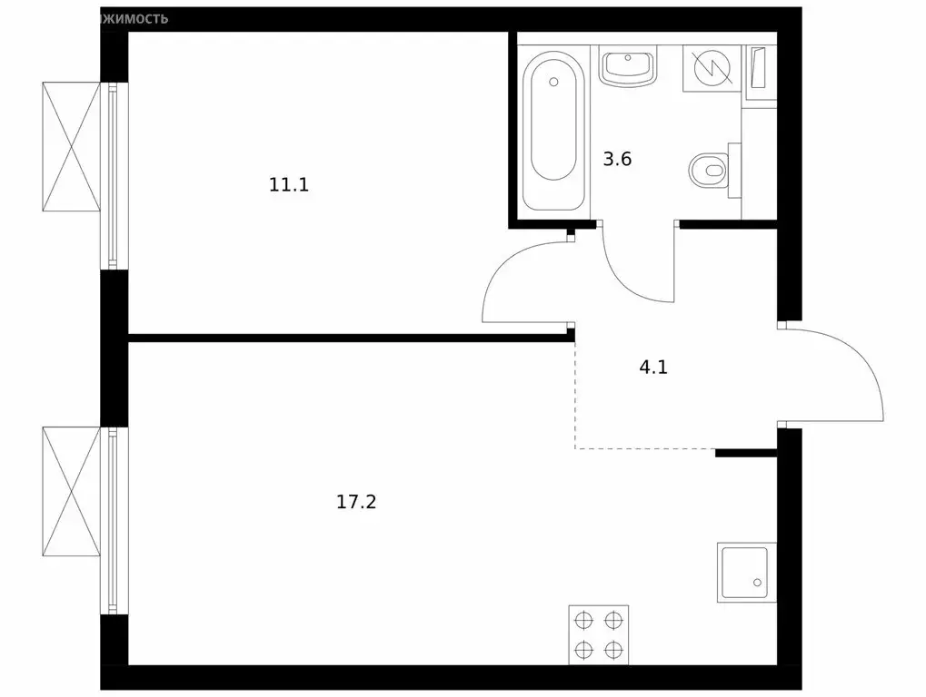1-комнатная квартира: посёлок городского типа Боброво, ЖК Восточное ... - Фото 1