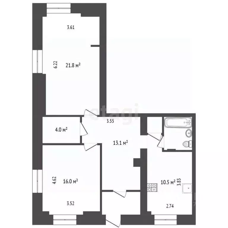 2-к кв. Архангельская область, Архангельск Московский просп., 40 (74.7 ... - Фото 2