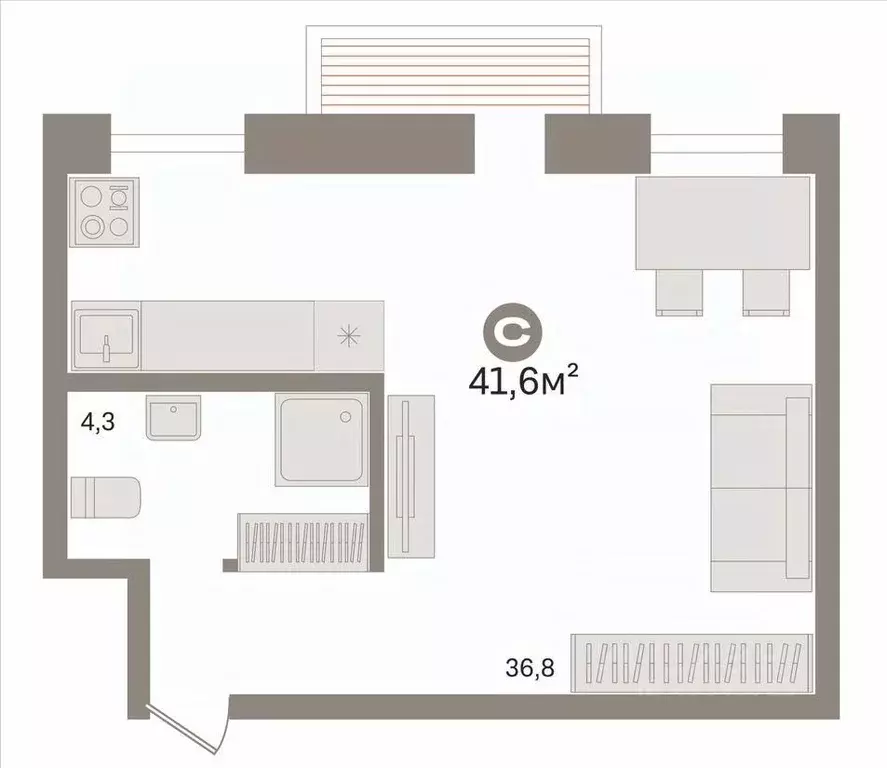 1-к кв. Новосибирская область, Новосибирск Выставочная ул., 4 (41.6 м) - Фото 1