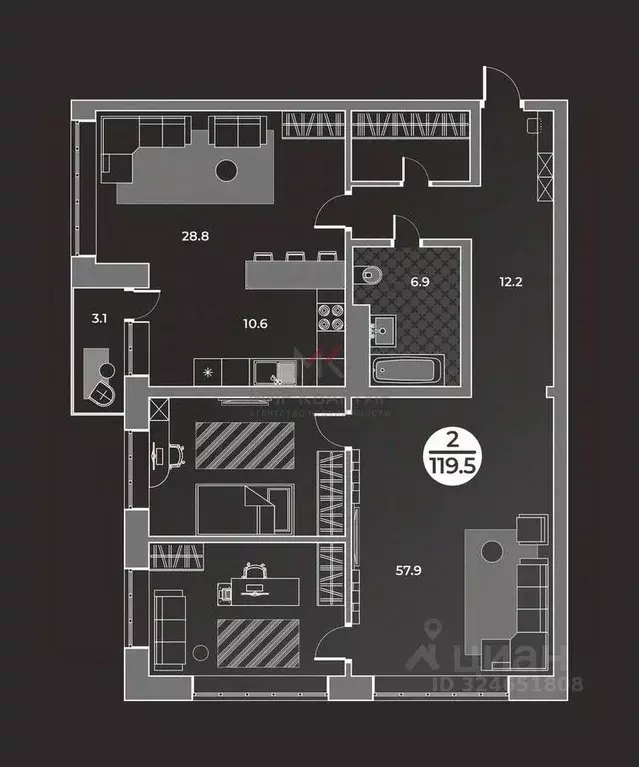 3-к кв. Хакасия, Абакан ул. Генерала Тихонова, 14 (119.5 м) - Фото 2