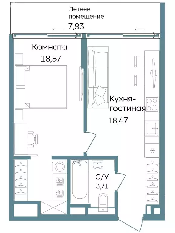 1-комнатная квартира: Республика Крым, Саки (48.68 м) - Фото 1
