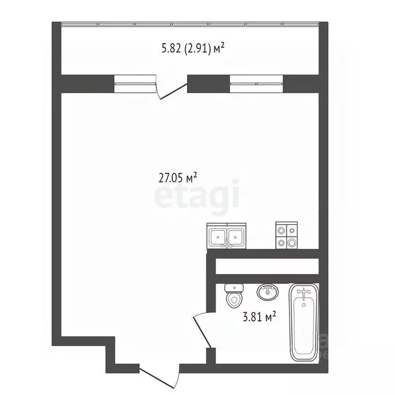 Студия Москва 6-я Радиальная ул., 7/1к1 (33.77 м) - Фото 1