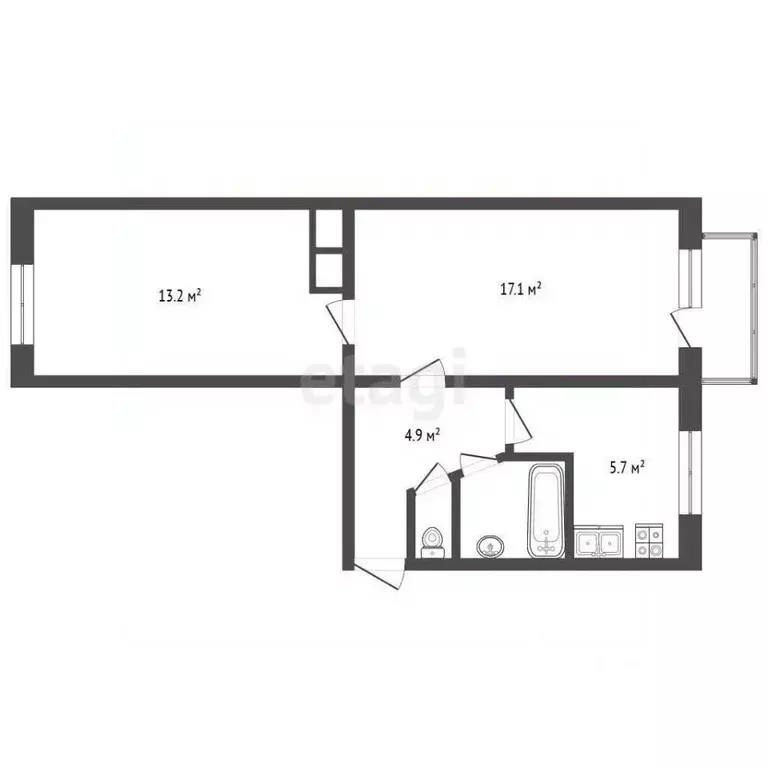 2-к кв. Челябинская область, Челябинск ул. Красного Урала, 1 (45.0 м) - Фото 0