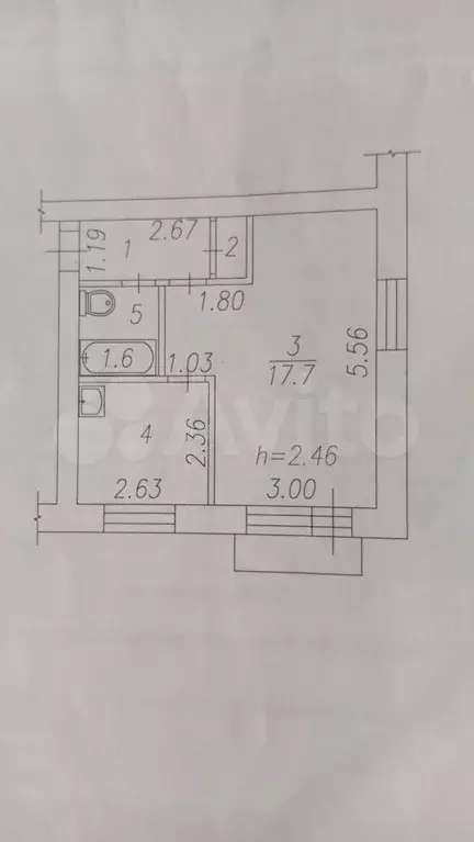 1-к. квартира, 31 м, 5/5 эт. - Фото 0