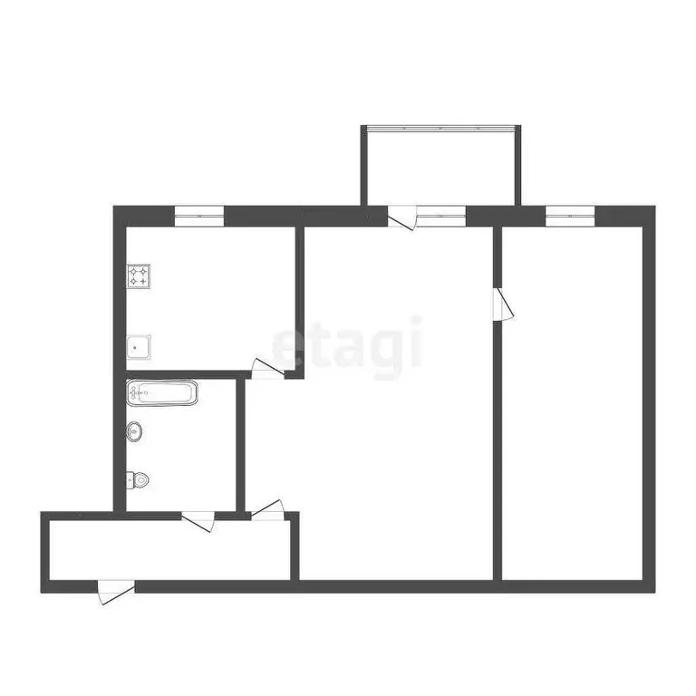 2-комнатная квартира: Тюмень, проезд Геологоразведчиков, 50 (45 м) - Фото 1