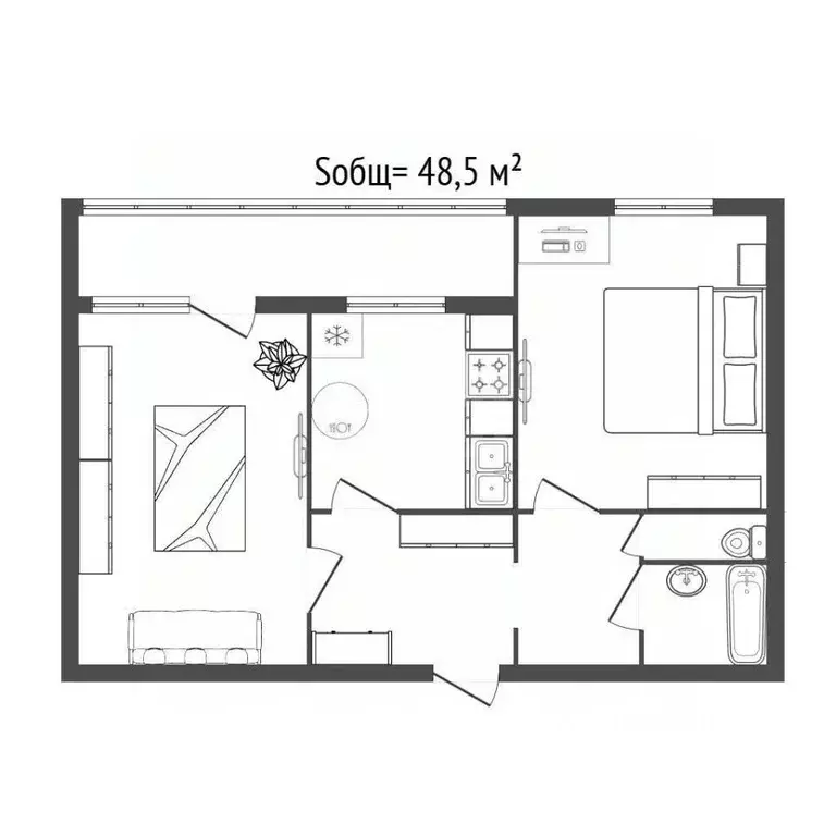 2-к кв. Брянская область, Брянск ул. Котовского, 8 (48.5 м) - Фото 2