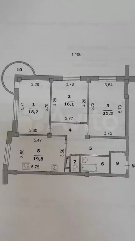 3-к. квартира, 95,3 м, 5/14 эт. - Фото 0