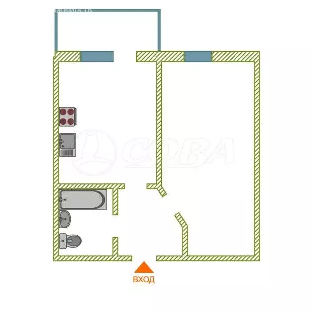 1-комнатная квартира: Тюмень, улица Мельникайте, 144к1 (37.5 м) - Фото 2