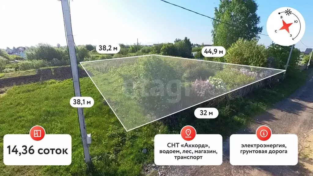 Участок в Тюмень, СНТ Аккорд, Рябиновая улица (14.36 м) - Фото 1