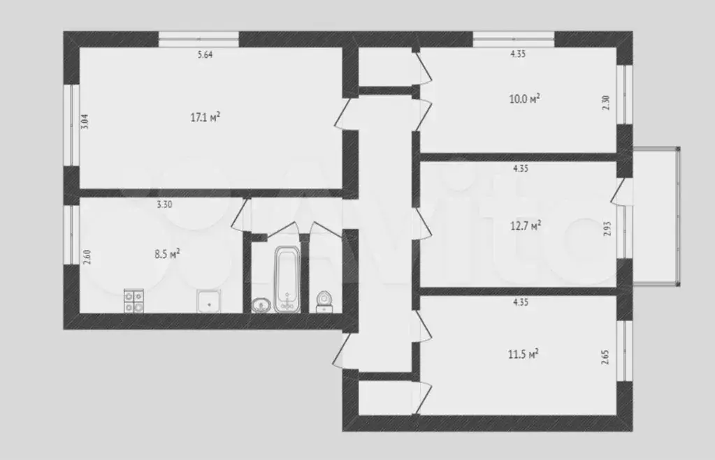 4-к. квартира, 74 м, 5/5 эт. - Фото 0