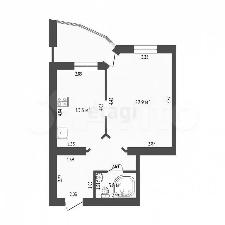 1-к. квартира, 49,1 м, 12/12 эт. - Фото 0