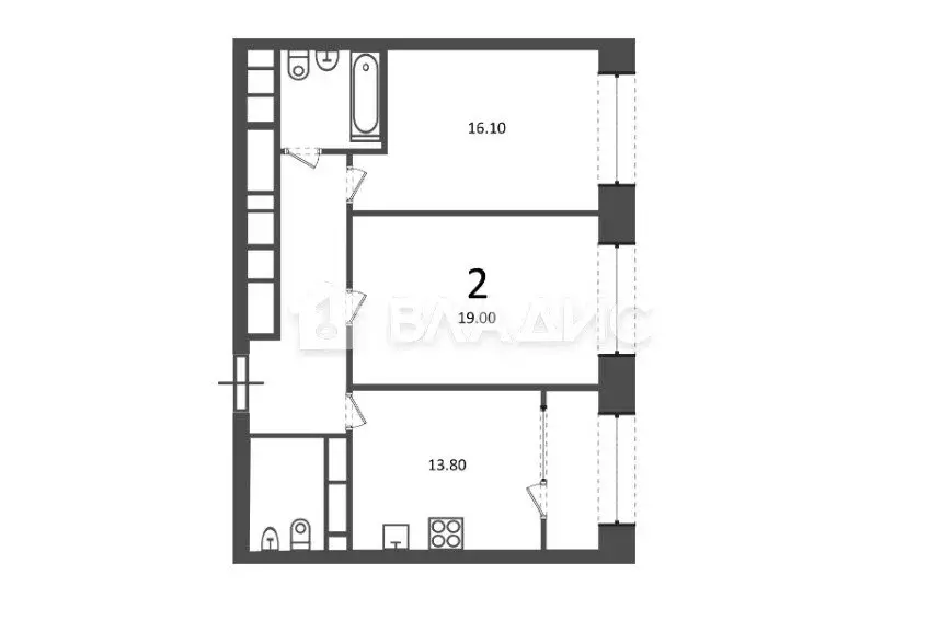 2-комнатная квартира: Москва, Клинская улица, 2А (67.1 м) - Фото 1