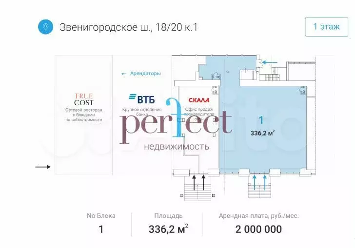 Аренда ПСН 336.2 м2 (1 этаж) по адресу: Москва, Звенигородское шоссе ... - Фото 0