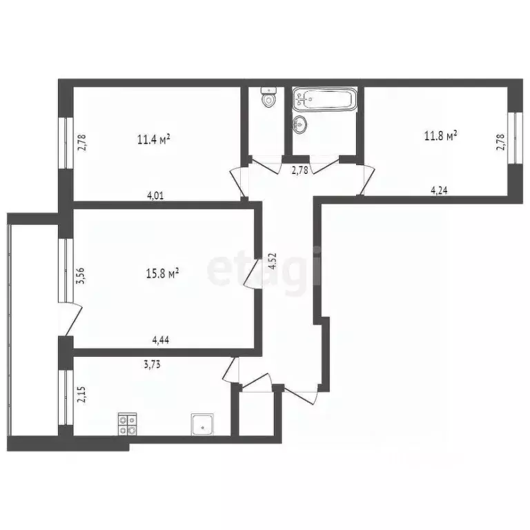 3-к кв. Тюменская область, Тюмень ул. Салтыкова-Щедрина, 59 (63.5 м) - Фото 1