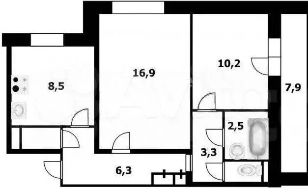2-к. квартира, 54 м, 3/9 эт. - Фото 0