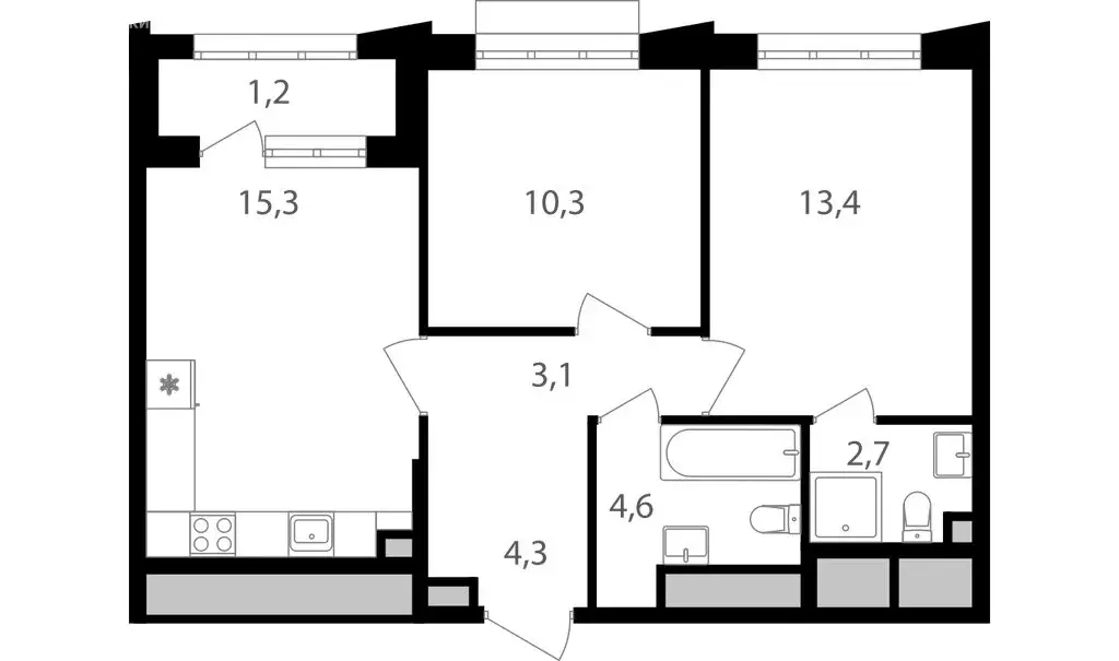 2-комнатная квартира: москва, михалковская улица, 48с1 (54.9 м) - Фото 0