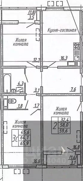 2-к кв. Воронежская область, Воронеж ул. Шишкова, 140Б/6 (66.4 м) - Фото 0