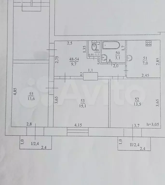 3-к. квартира, 63 м, 3/4 эт. - Фото 0