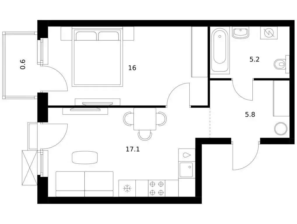 1-комнатная квартира: Казань, ЖК Нокса Парк (44.7 м) - Фото 0