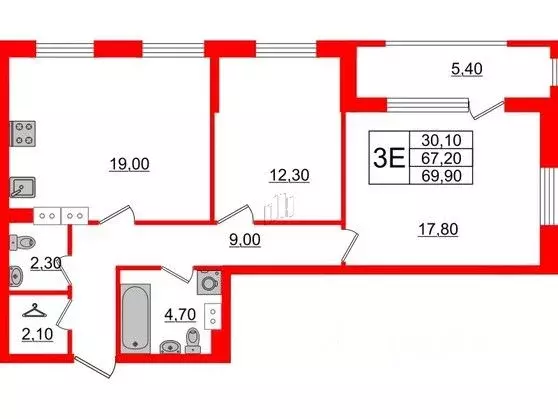 2-к кв. Санкт-Петербург Планерная ул., 99 (69.9 м) - Фото 0