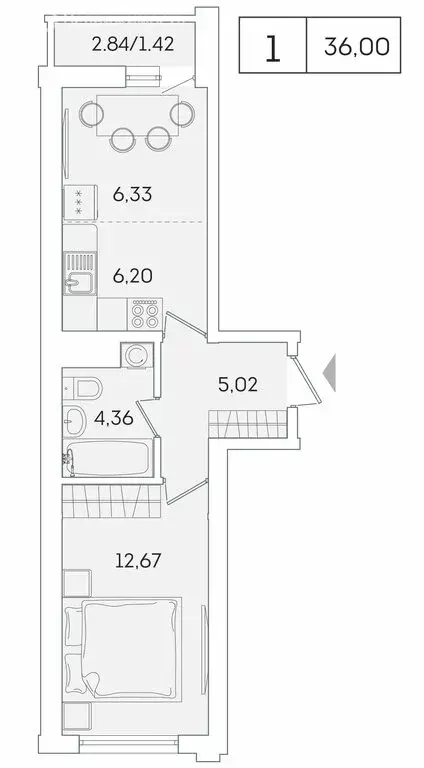 1-комнатная квартира: Мурино, Графская улица, 6к4 (34.4 м) - Фото 0