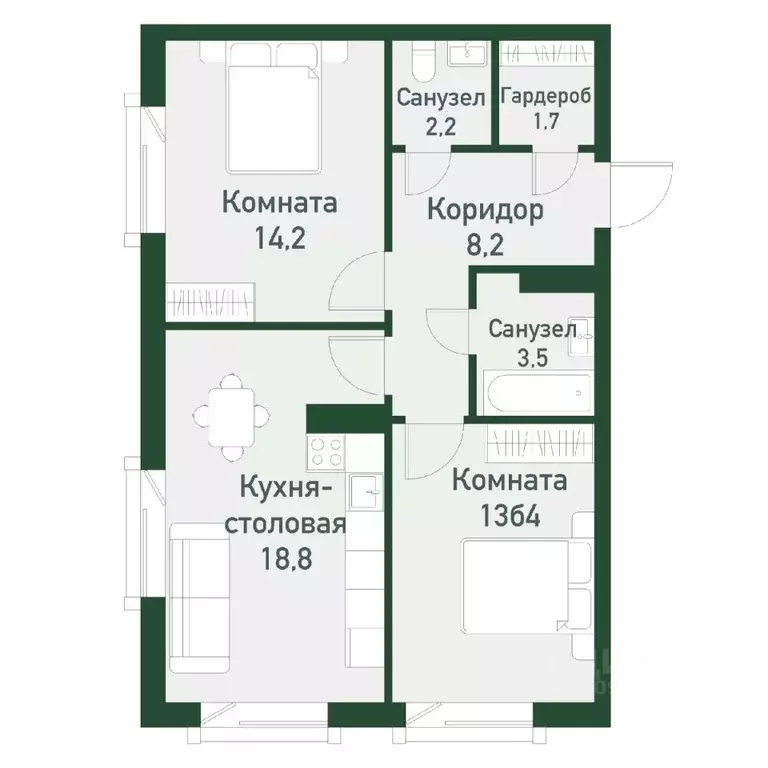2-к кв. Челябинская область, Челябинский городской округ, пос. ... - Фото 0