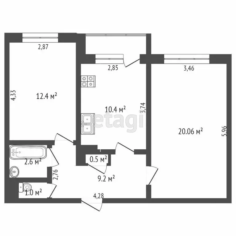 2-комнатная квартира: Усинск, Комсомольская улица, 23 (56.5 м) - Фото 0