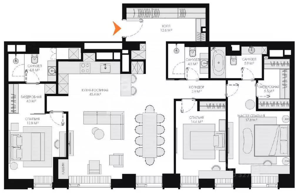 4-комнатная квартира: Москва, Поклонная улица, 9 (134.1 м) - Фото 1
