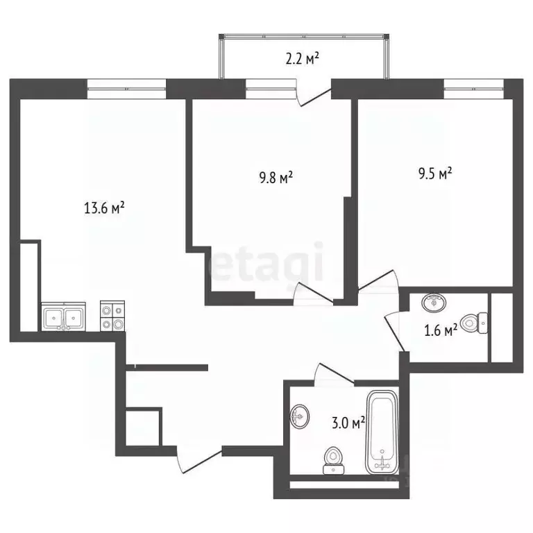 2-к кв. Тюменская область, Тюмень ул. Судостроителей, 56 (47.0 м) - Фото 0