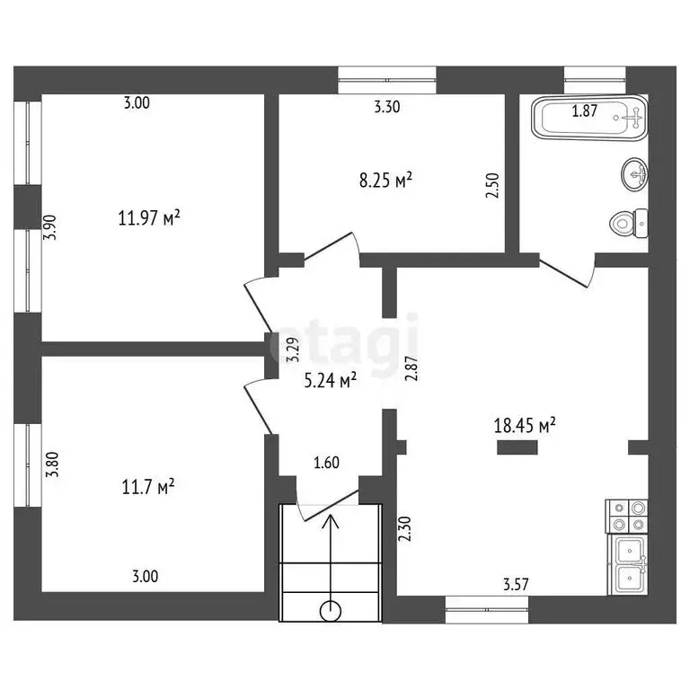 Дом в станица Калининская, улица имени В.И. Фадеева, 261 (64 м) - Фото 1