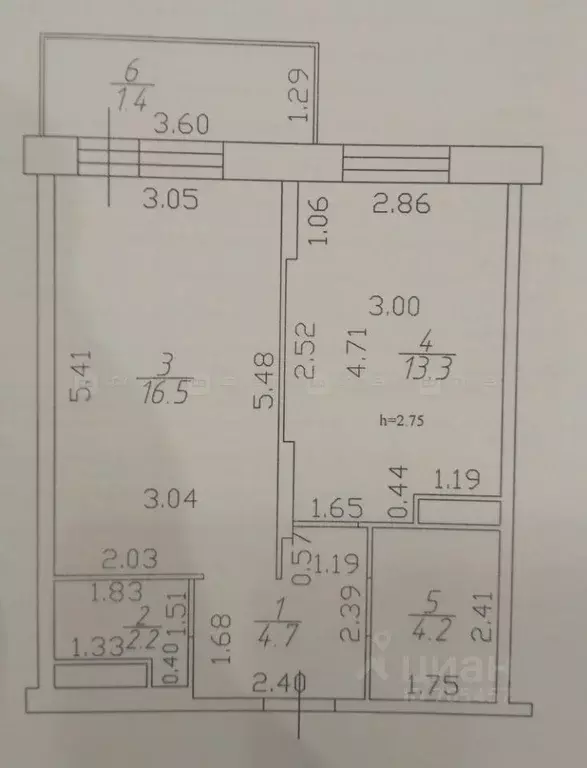 1-к кв. Татарстан, Казань ул. Сибгата Хакима, 50 (42.3 м) - Фото 1