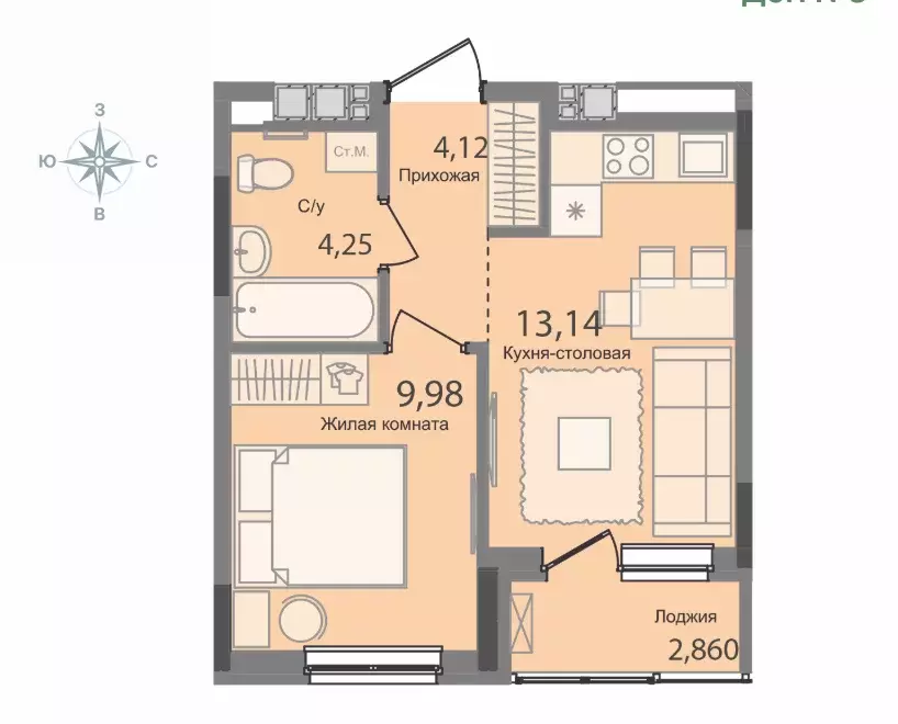 Продаётся 1-к квартира, 34 м - Фото 0