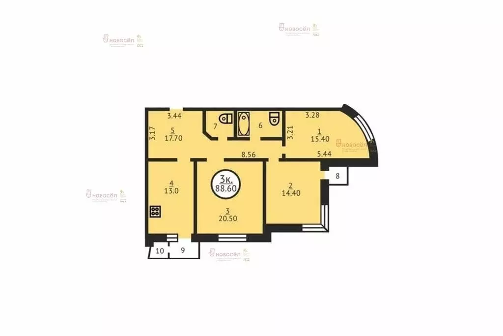 3-комнатная квартира: Екатеринбург, Билимбаевская улица, 35 (88 м) - Фото 0